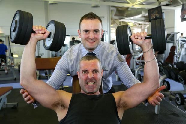 Daniel Gray, General Manager of Bannatyne's Health Club Chester-le-Street with Ian Pow.