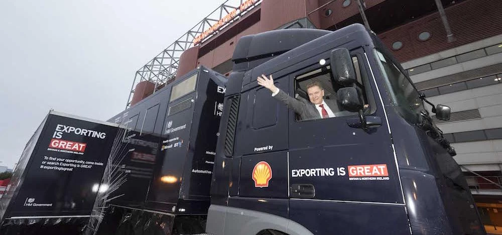 The Export Hub truck parked outside Old Trafford.