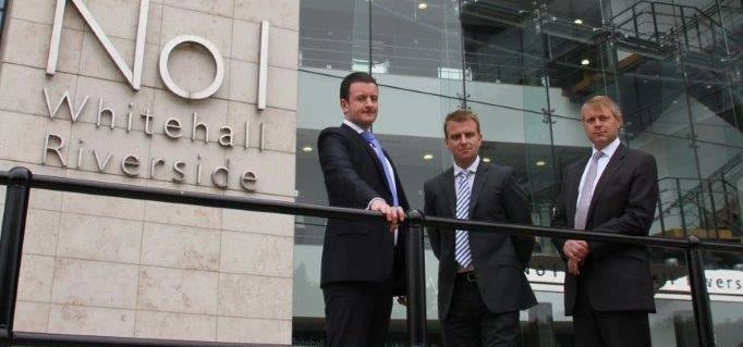 Eamon Fox, David Hidderley and Richard Thornton outside No 1 Whitehall Riverside