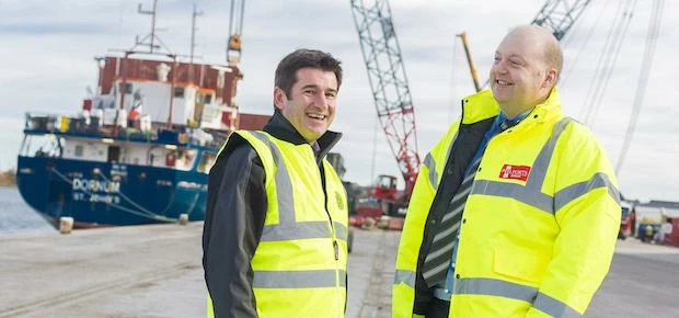 Quality Freight's Seb Gardiner with Andrew Martin of Peel Ports