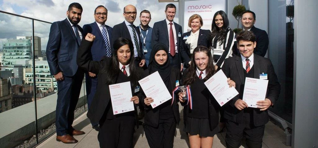 (Front) Winning team 'Team Bake Inc' form Ladybridge High School with the Mosaic Enterprise Challeng