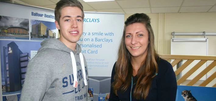 Runshaw student Matt Boyle with Katy-Jane Kelly from Barclays