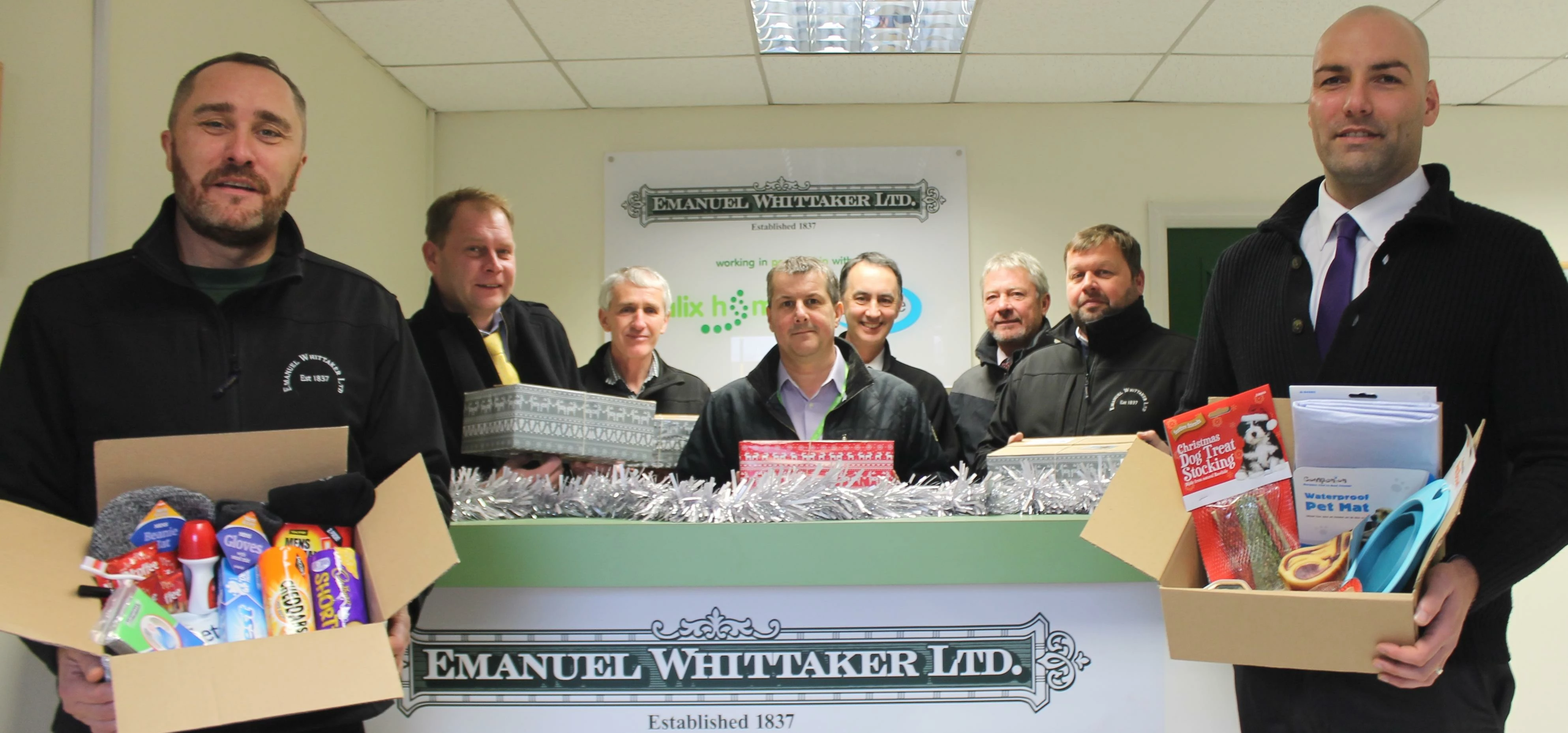 Emanuel Whittaker and friends with their shoeboxes
