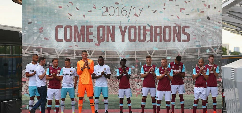 West Ham United first team players modelling the new kit.