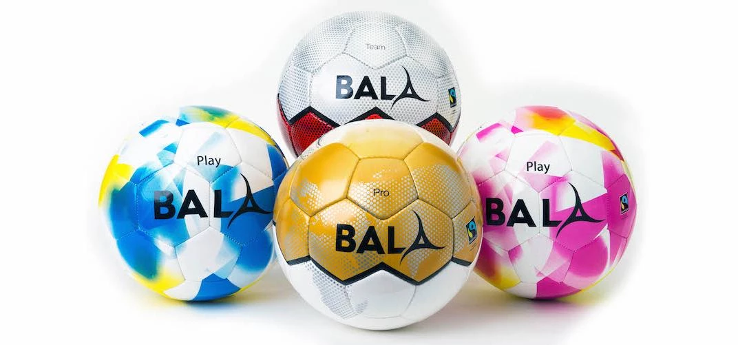 Products from the Bala Sport Fairtrade football range.
