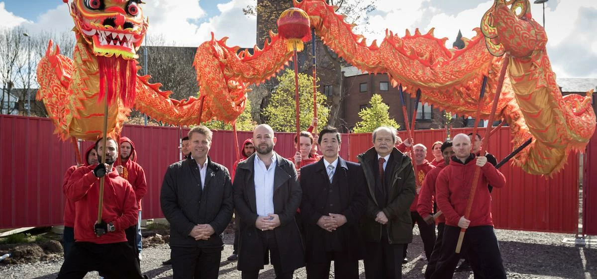 L-R: North Point Global chair David Choules; lead architect Antonio Garcia; Simon Wong, chair of Liv