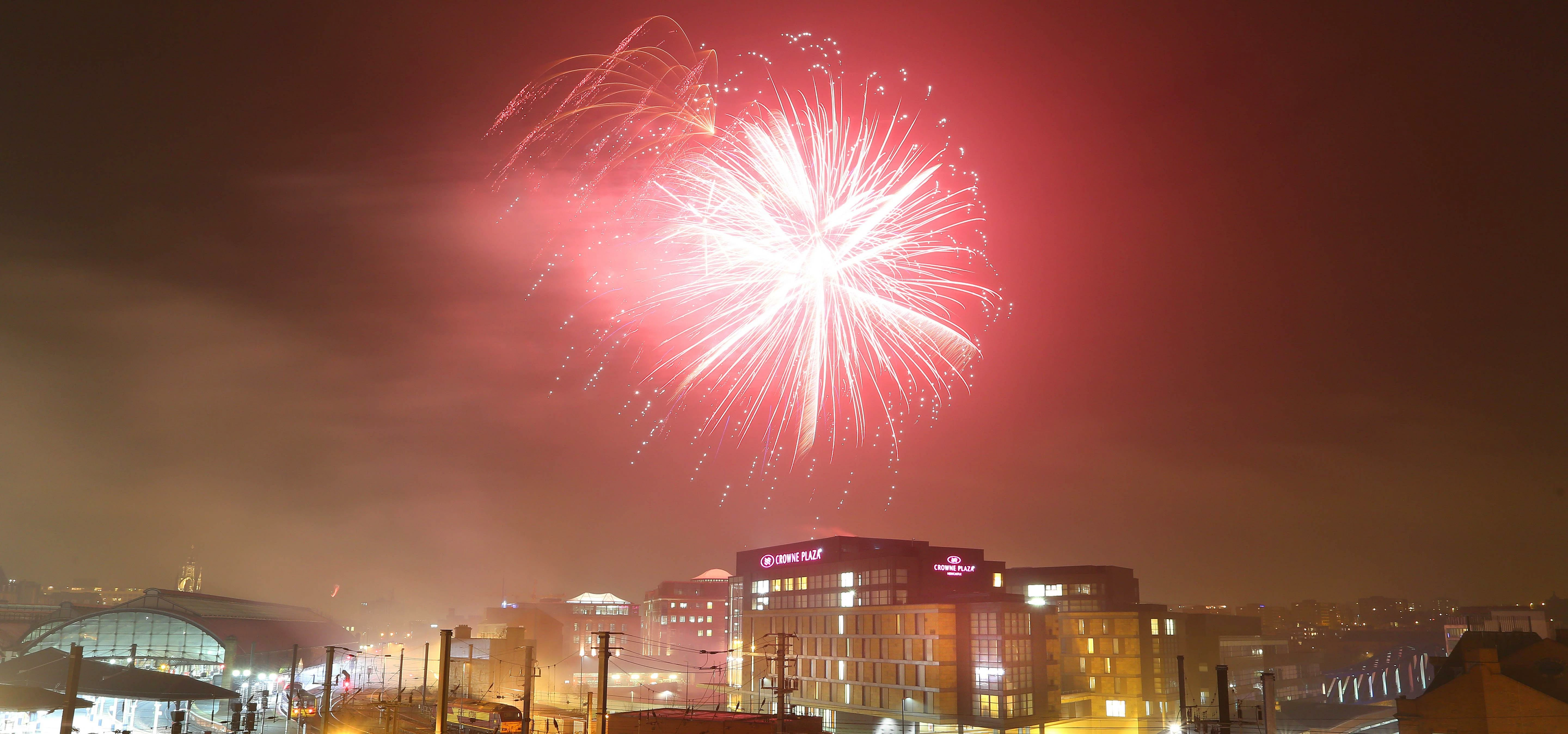 Fireworks mark the official opening of the Crowne Plaza Newcastle - Stephenson Quarter 