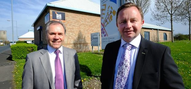 L-r: Paul Hancock, of StS, with Geoff Hogg, of Linthorpe Developments, at Brighouse Business Village
