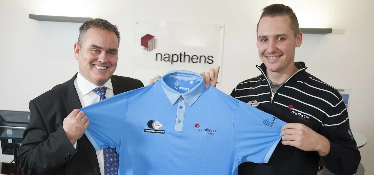 Napthens chief exec John Whittingslow (left) with golf pro Adam McCabe