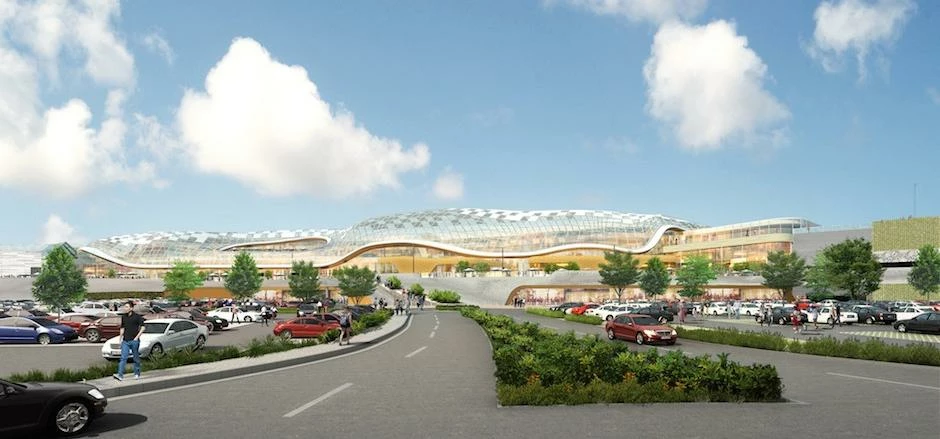 CGI of the proposed Leisure Hall expansion.