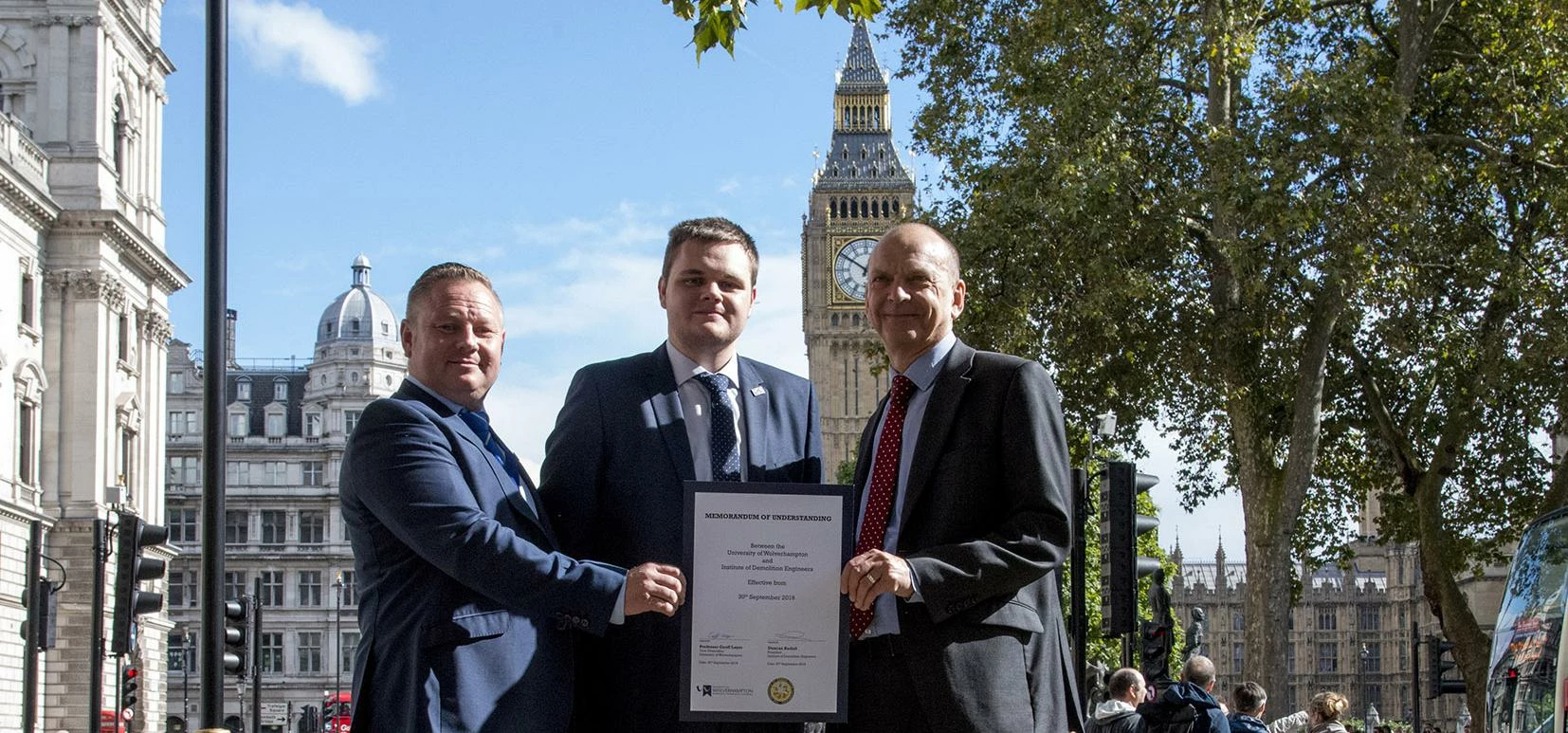 UK first with the demolition degree: (l-r) Duncan Rudall (IDE), Matt Birch (C&D Consultancy) and Geo