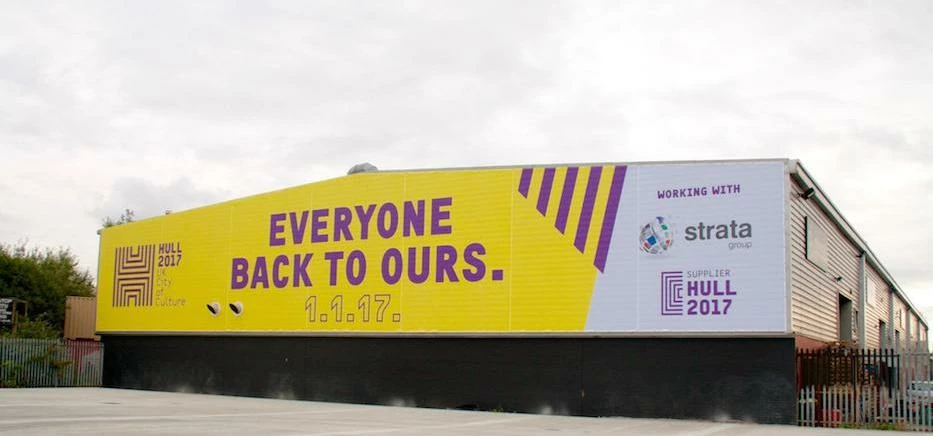 The banner promoting the City of Culture on the company’s Hawthorne Avenue premises in west Hull. 