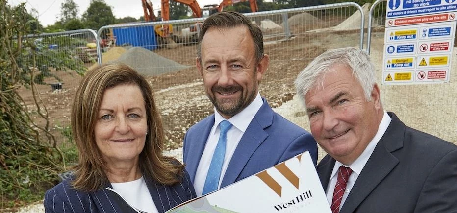 Sue Waudby, Richard Beal and John Goodfellow from Beal Homes at the West Hill site. 