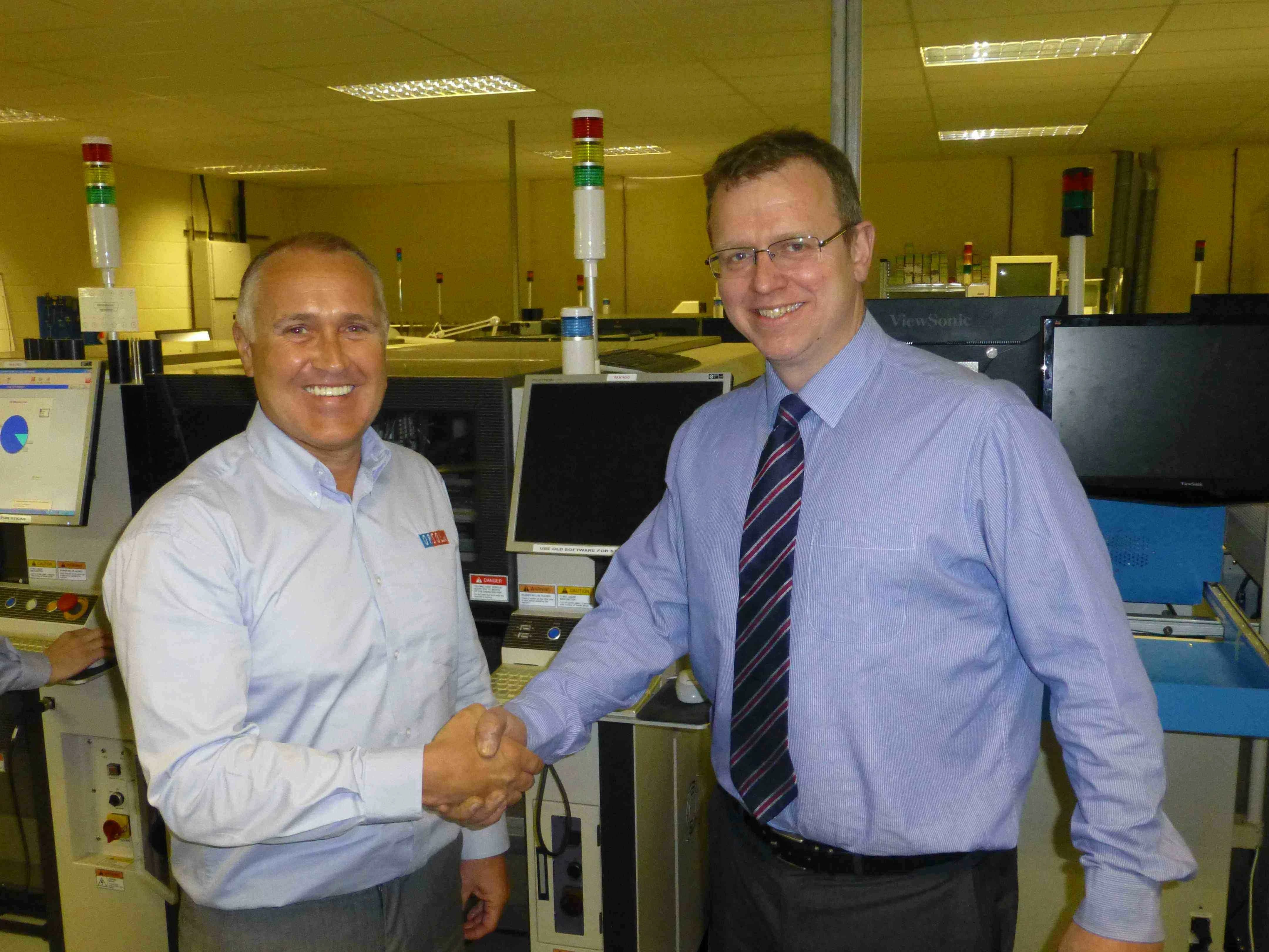 (L-R) Malcolm Humble welcomes Richard Whitehead to OPSOL UK