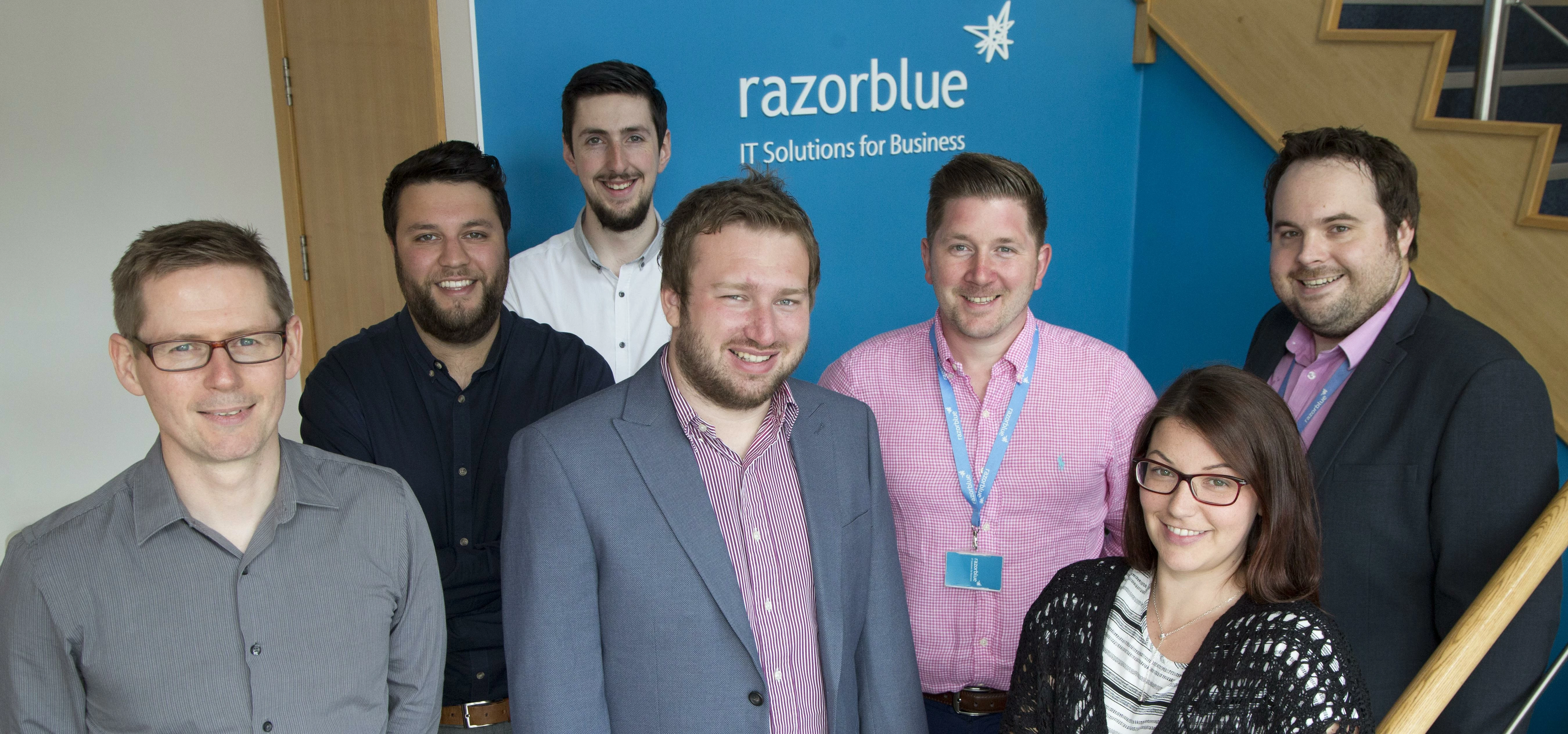 Dan Kitchen - centre - and the Razorblue leadership team 