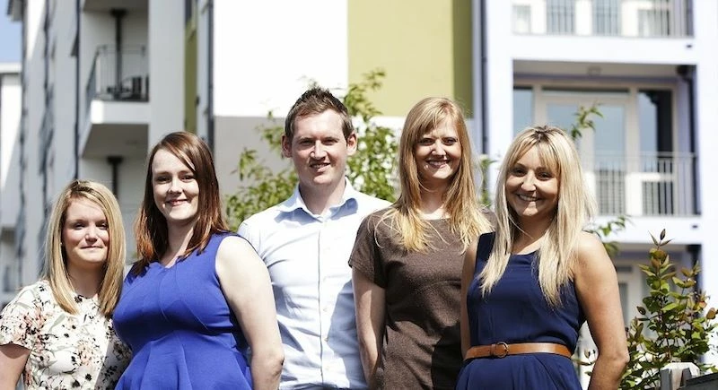 GFW Letting team l-r Stacey Hogg, Fran Mulhall, Simon Harrison, Lorna Morris and Director, Holly Arm
