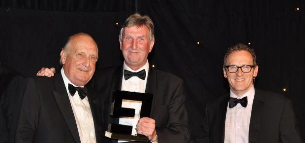 Sir John Hall receives his Lifetime Achievement award at the North East Entrepreneurial Awards 2014.