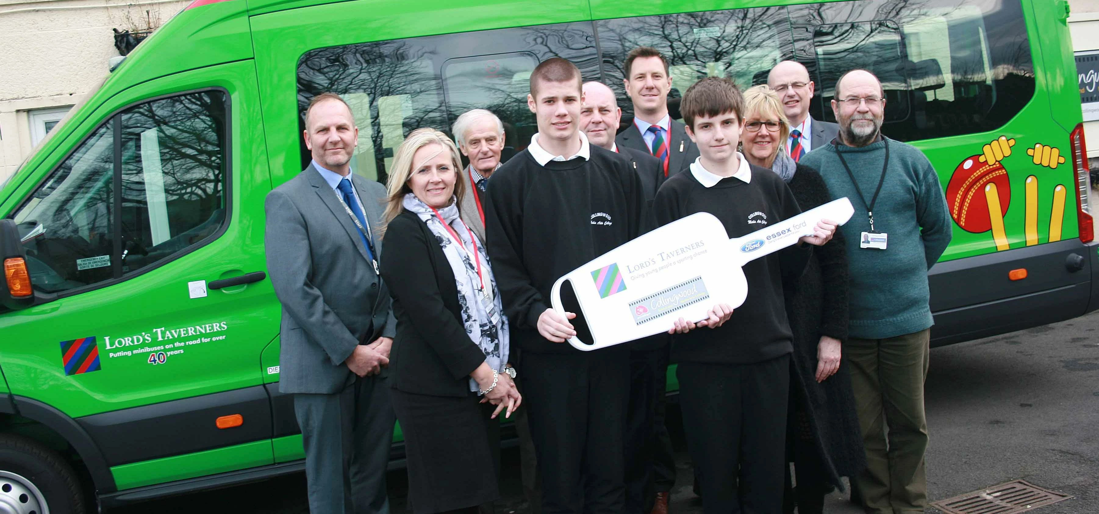 Lords Taverners handover a new minibus to Collingwood College in Morpeth