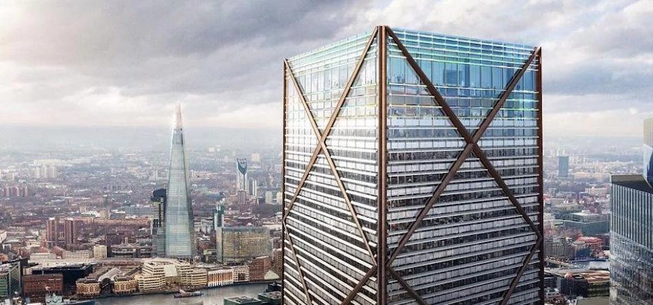 Proposed design of the new building at 1 Undershaft / Source: DBOX for Eric Parry Architects.