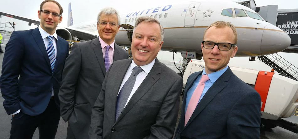 John Irving, Newcastle International; Bob Schumacher, United’s Sales MD; Cllr Iain Malcolm, & Nick J