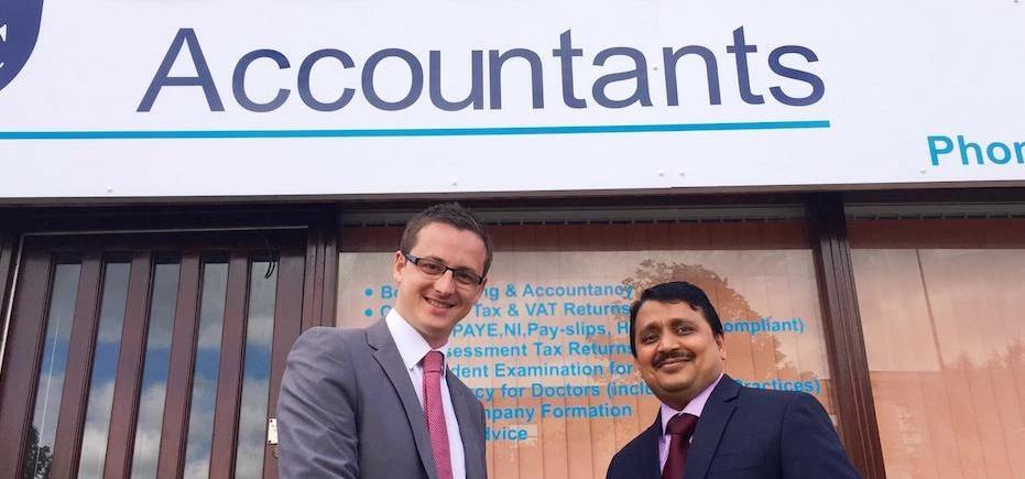 Danny Scarr, Barclays with Delwar Hossain, Del and Co Accountants.