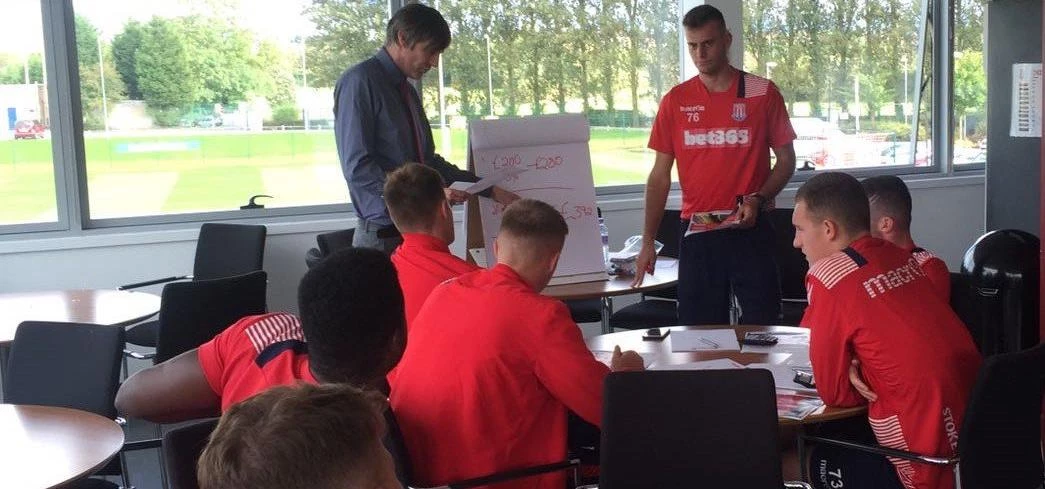 Stoke City academy scholars in a training session with RSE