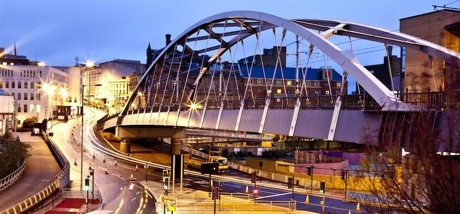 Sheffield Tram Bridge and lines.