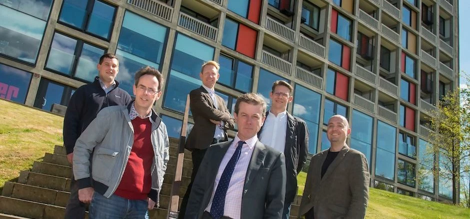 The team with Max Kennedy of Lupton Fawcett outside what will be their new offices at Park Hill, She