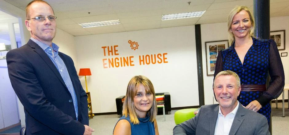 Left to right, Tony Corcoran, Helen White, John Booth and Michelle Mone at Stockport Business and In