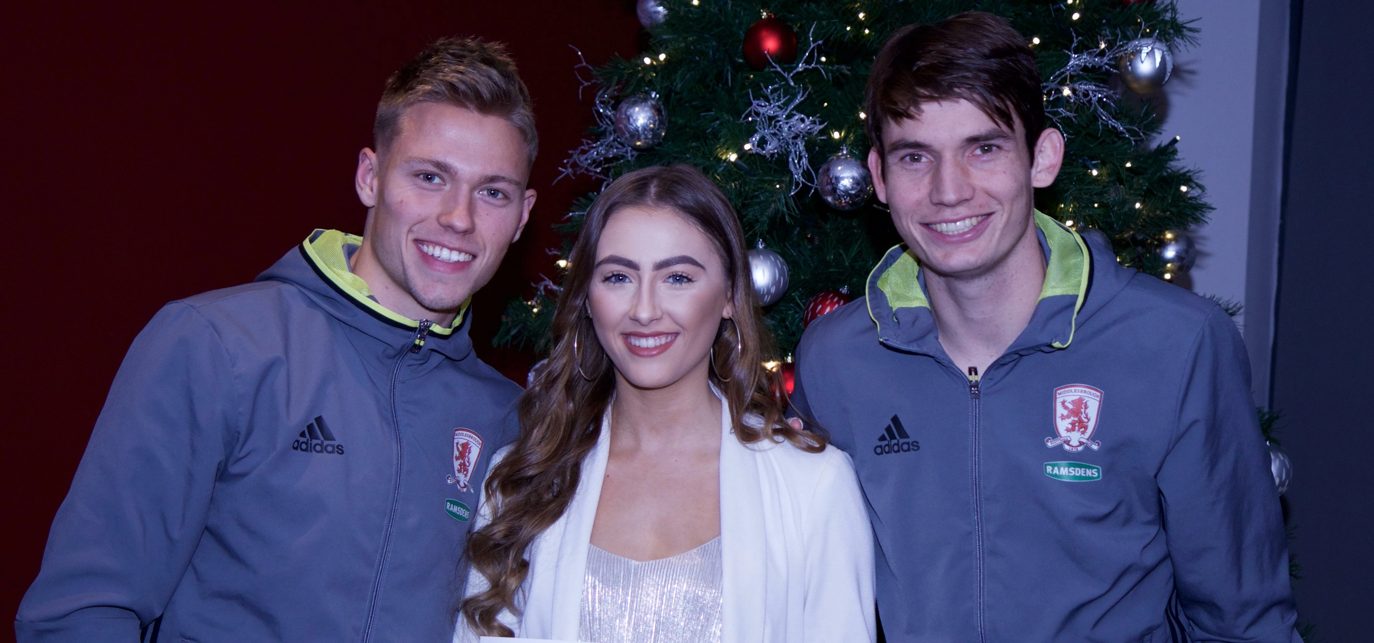 NCS graduate Megan Bridge, from Middlesbrough, with Middlesbrough FC players Viktor Fischer and Mart