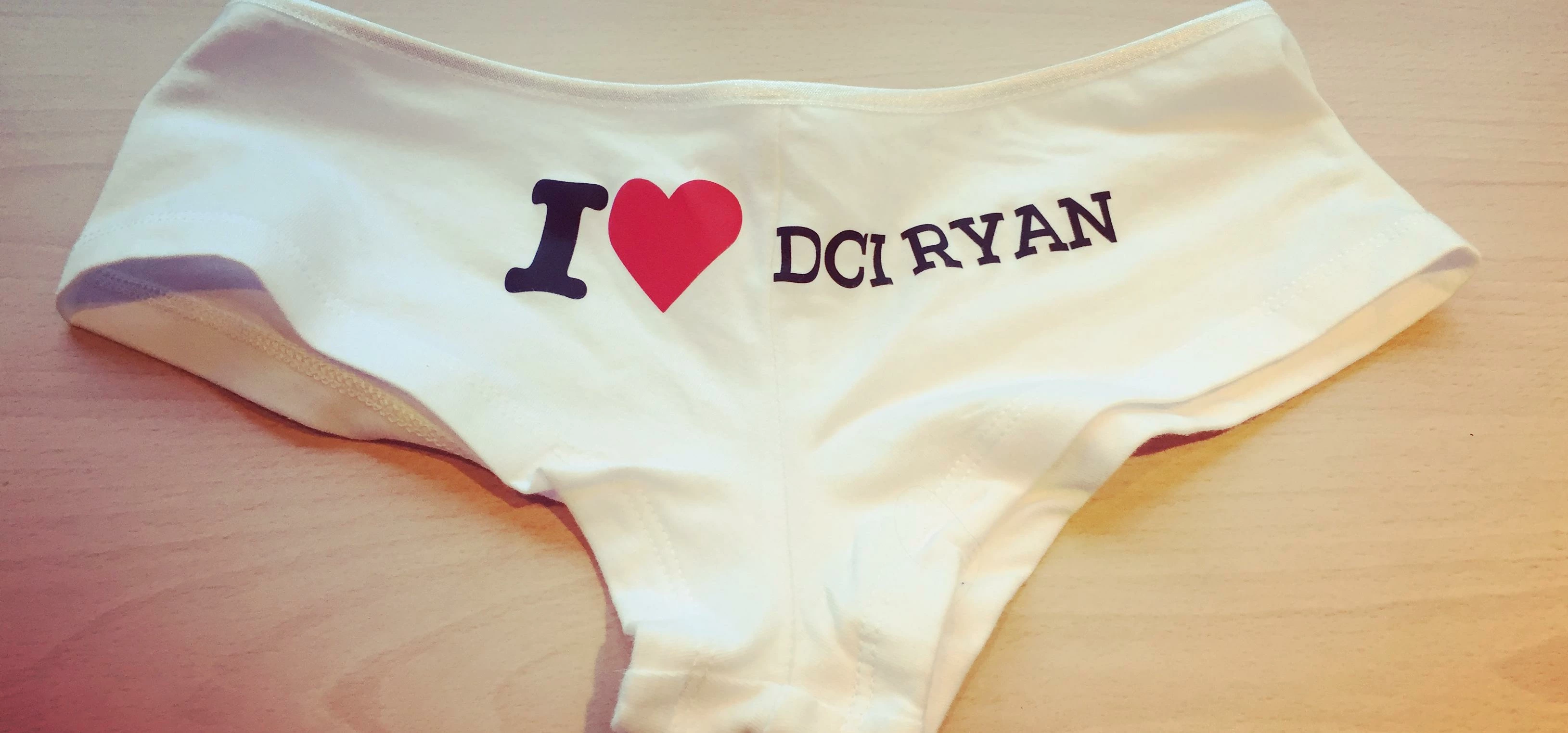 The specially made DCI Ryan knickers sent to author LJ Ross