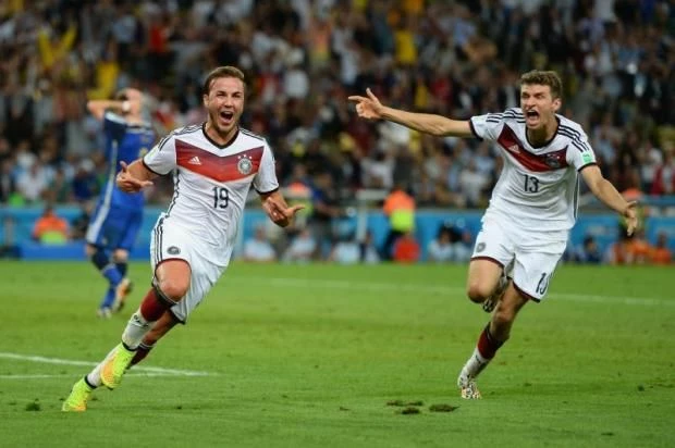 Mario Götze scores a World Cup winning goal for Germany.