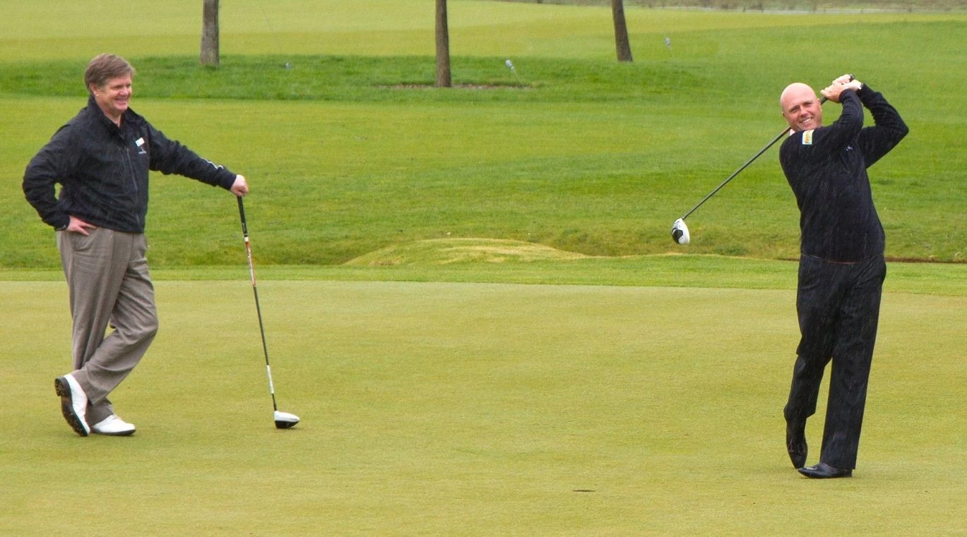 Ian Knight and Graeme Storm playing the course at Rockliffe Hall
