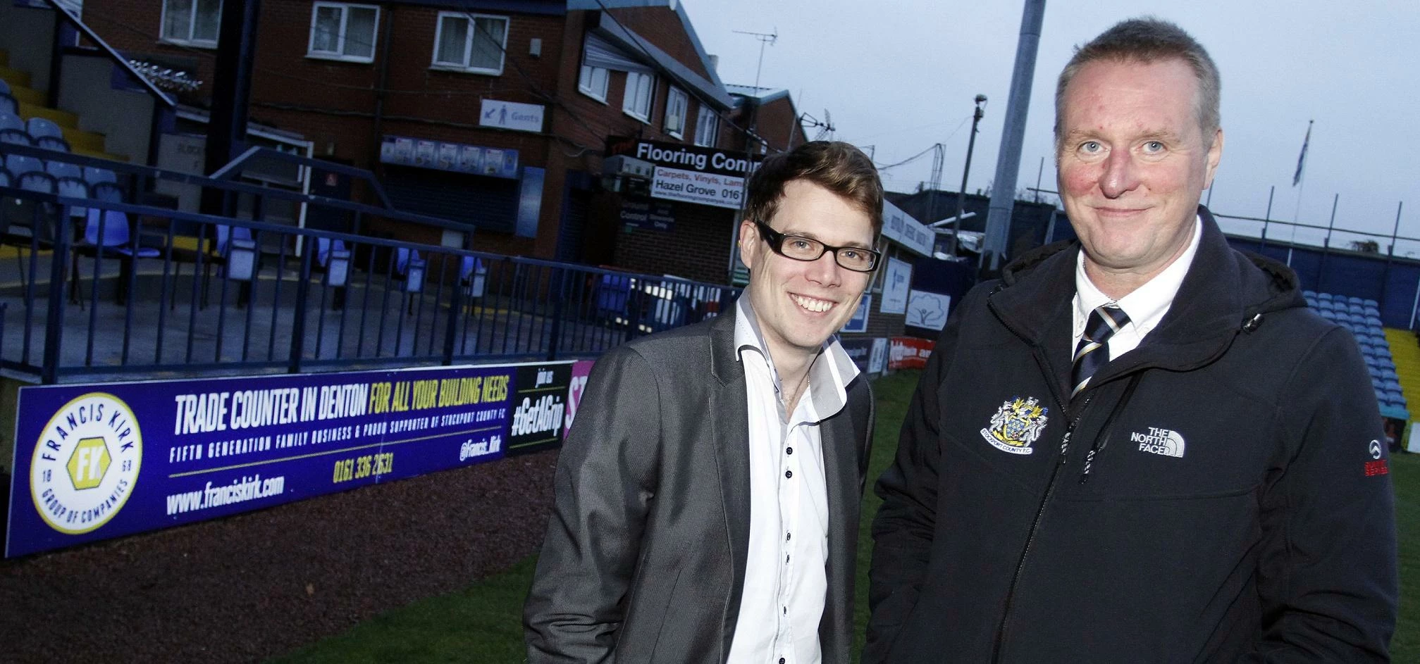 Tom Kirk (MD, Francis Kirk Group), left, with Simon Dawson, Stockport County