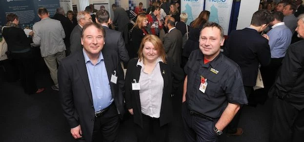 (L-R): Guest speaker Garry Stone, managing director at B2B North, chats to  Sarah Marshall from NEPO