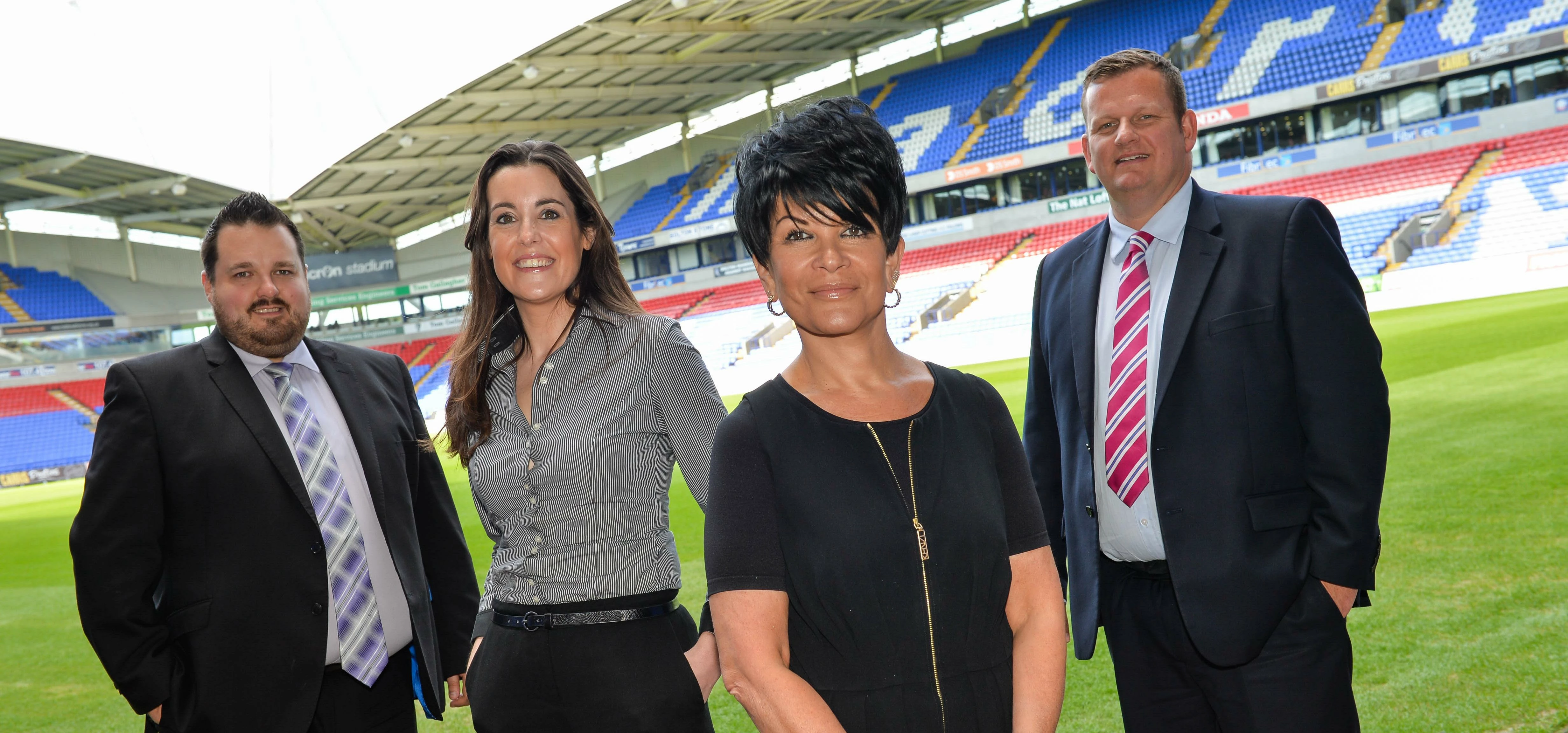 L-R: Bolton Whites Hotel's Carl D’Arcy and Suzanne Speak, TLC's Liz Taylor, and Macron Stadium's Dam