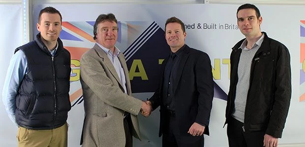 Gearoid McDonald, Owner of Home and Garden Direct (left) shaking hands on the deal with Jason Mace, 