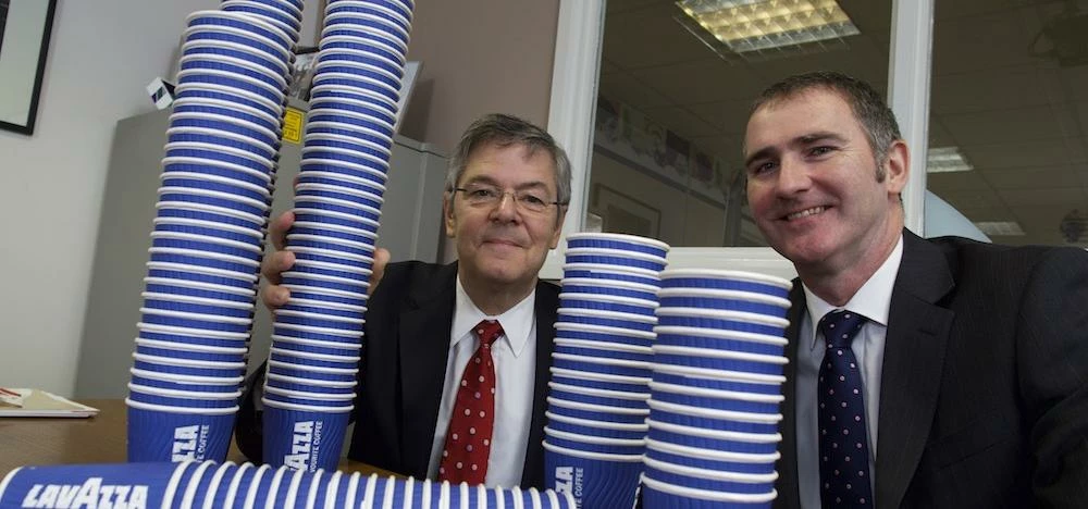 Edward Selka, managing director of LTT Vending and Jonathan Craig of Finance Yorkshire.