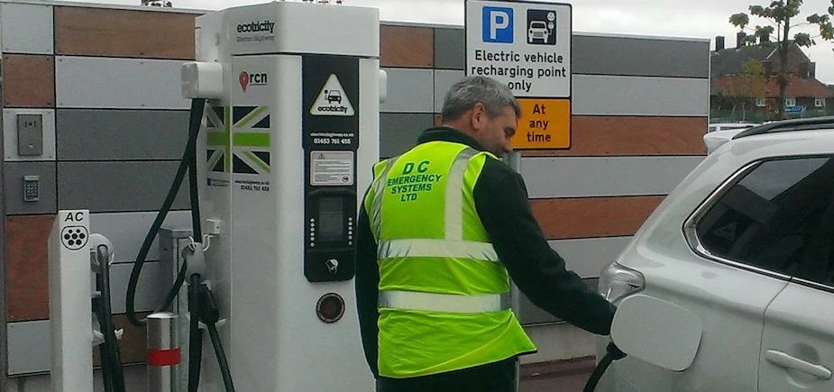 The new charging point, which is free to use, is in one of the airport car parks.  