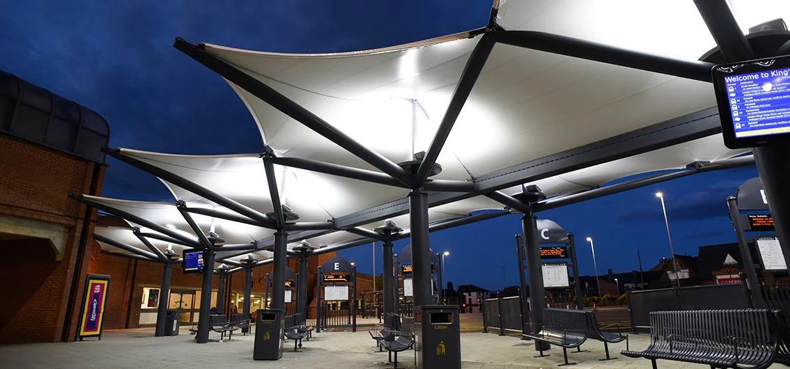 New Canopies and External Furniture at King’s Lynn Transport Interchange, designed, manufactured & i