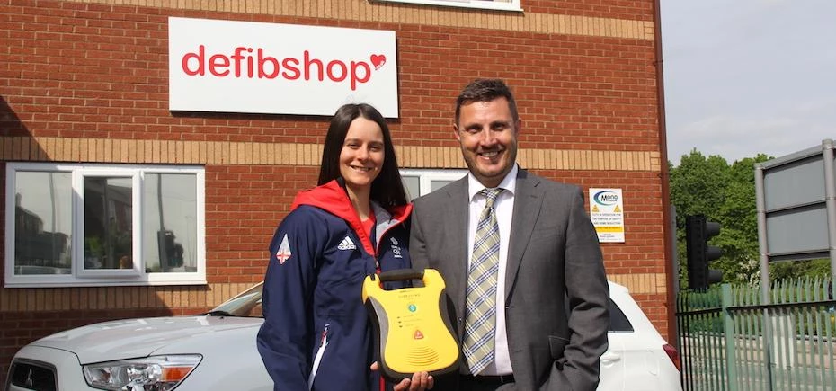 Olympian athlete and defibshop brand ambassador Zoe Gillings-Brier with chief exec David Howarth 
