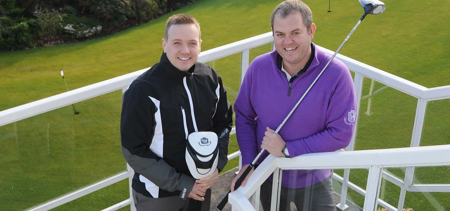 Leigh Mackey is pictured, left, with Martin Sutliff at Coventry Golf Club.