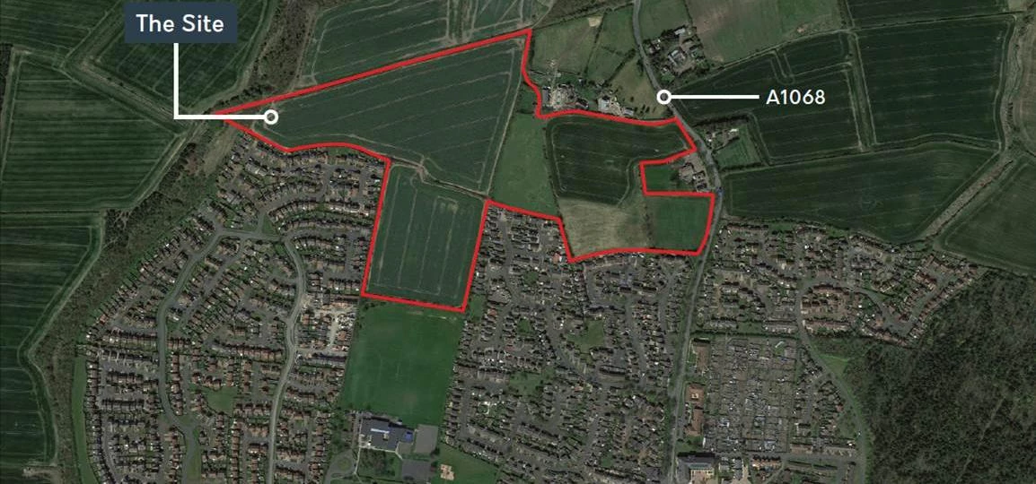 The proposed site, North of Bedlington