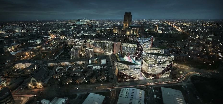 An aerial CGI of the New Chinatown development