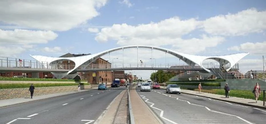 Artist impression of the new Princes Quay bridge.