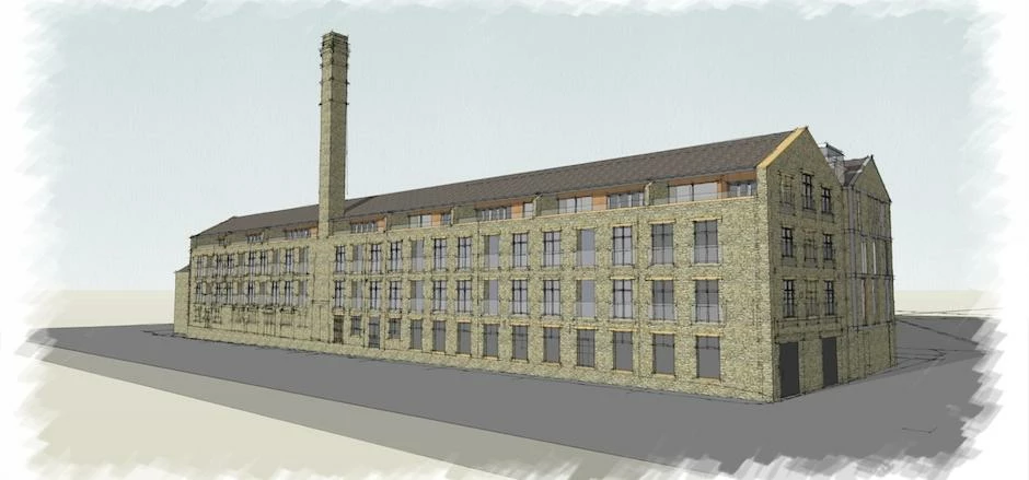 The former Green’s Mill will be converted into apartments which is shown on this CGI.