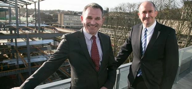 Allan Cook (left) and Neil McMillan (right) at Freeman’s Reach overlooking Milburngate House