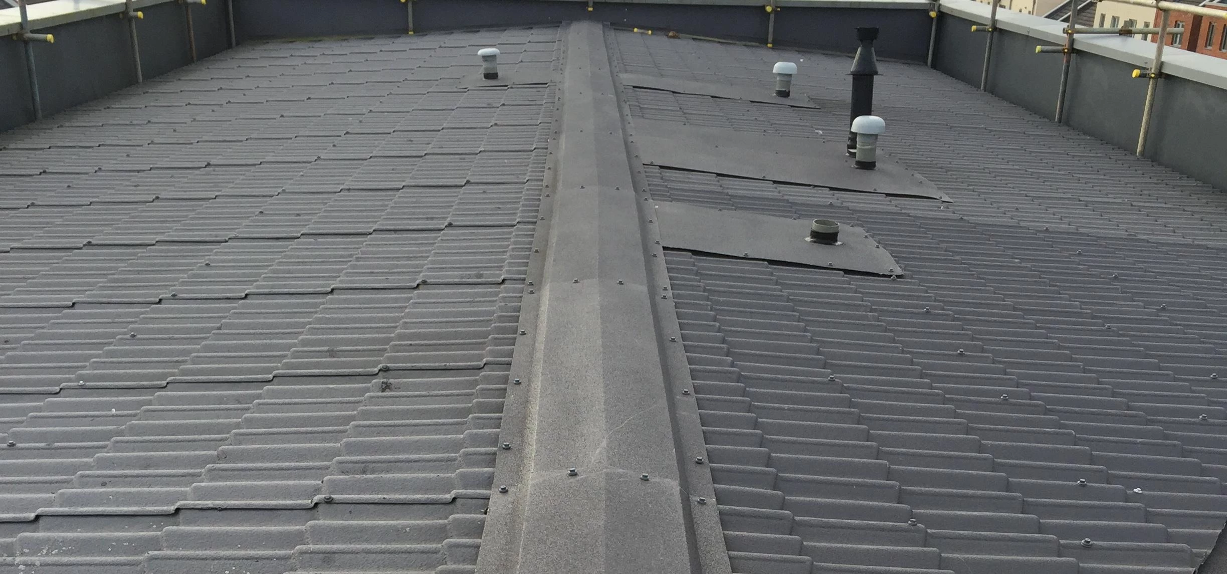 The metal sheet roof in Plymouth repaired by Martin-Brooks, on behalf of Redrow Homes. 