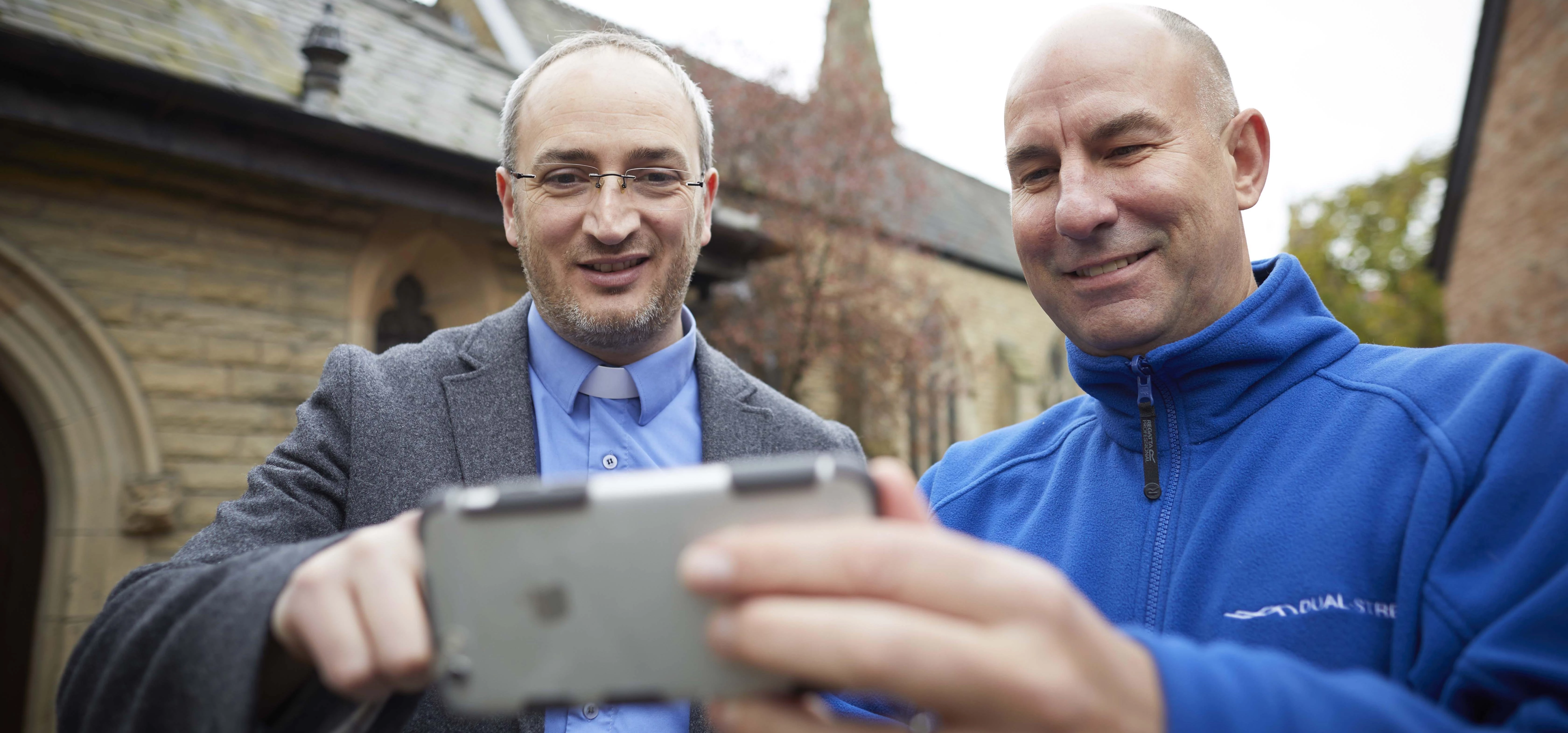 Rev Nick Bundock, left, with Stephen Reece of Dual-Stream