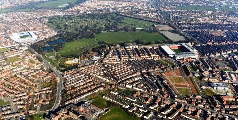 Aerial view of Anfield area